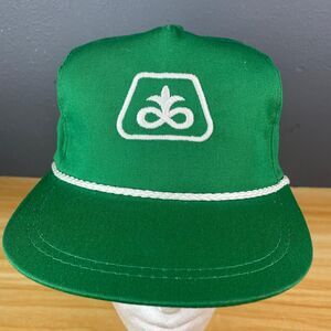 Pioneer Seed Green Snapback Hat Rope Brim Mesh Back Trucker Cap Farm